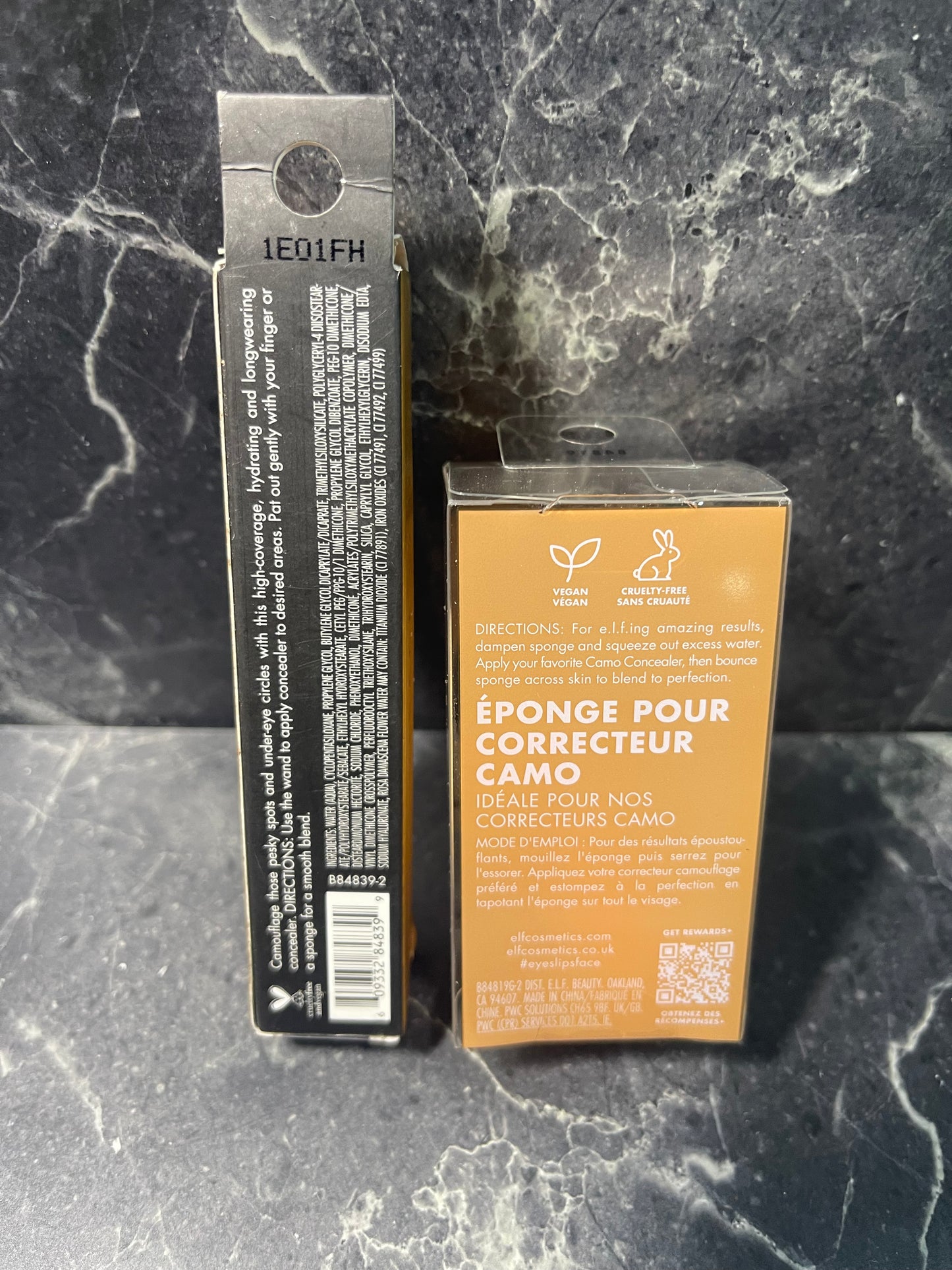 e.l.f. Hydrating Camo Concealer - Deep Caramel 84839 and Concealer sponge