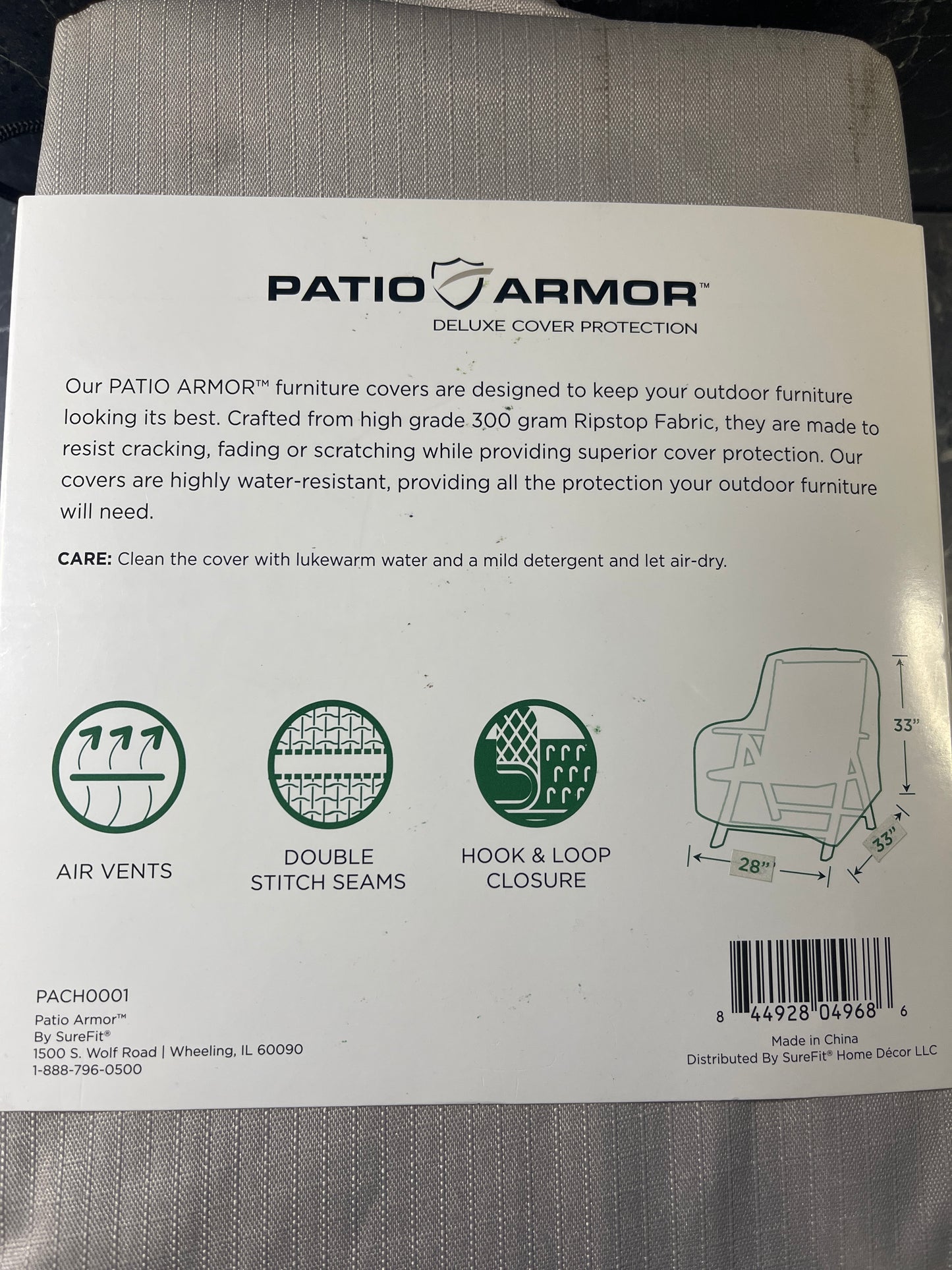 Patio Armor High Back Patio Chair Cover 33" L x 28" W x 33" H