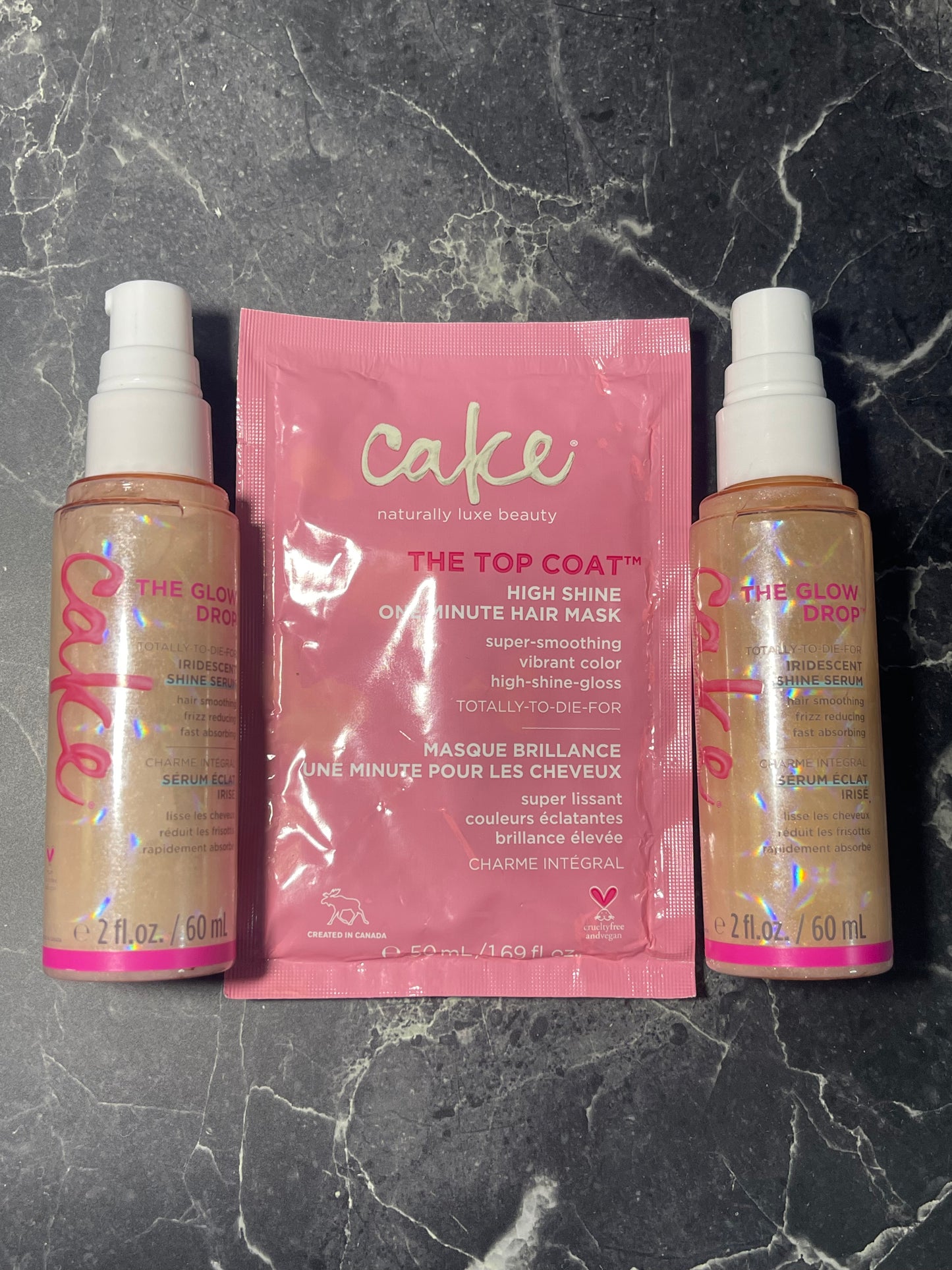 Cake Beauty The Glow Drop Iridescent Shine Serum 2 fl oz, 2 Pack & The Top Coat