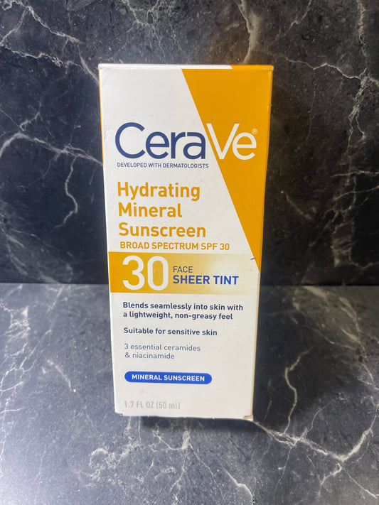 CeraVe Hydrating Mineral Sunscreen SPF30 Face Sheer Tint 1.7 oz