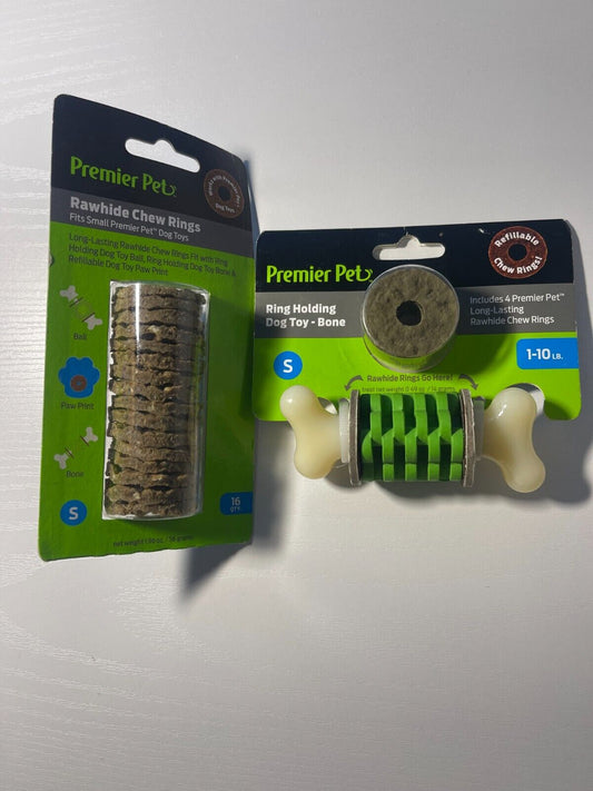 Premier Pet Ring Holding Dog Toy - Bone & Extra Chew Rings Small