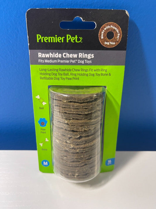 Premier Pet Rawhide Chew Rings Dog Toys Treats Medium, exp 12/2024