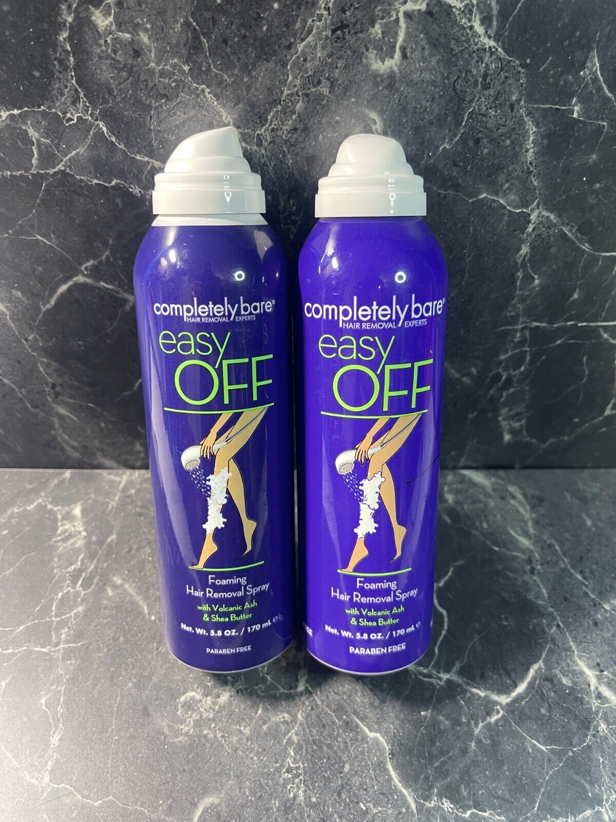 Completely Bare Easy Off Foaming Hair Removal Spray 5.8 oz, No Tops, 2 Pack