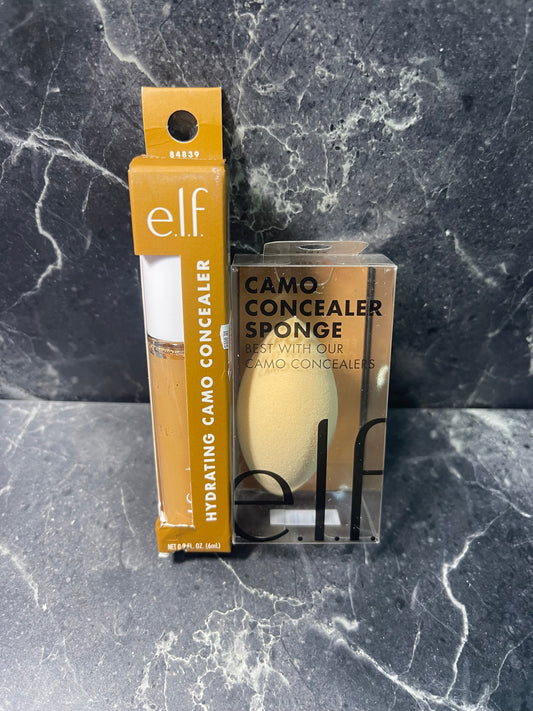 e.l.f. Hydrating Camo Concealer - Deep Caramel 84839 and Concealer sponge