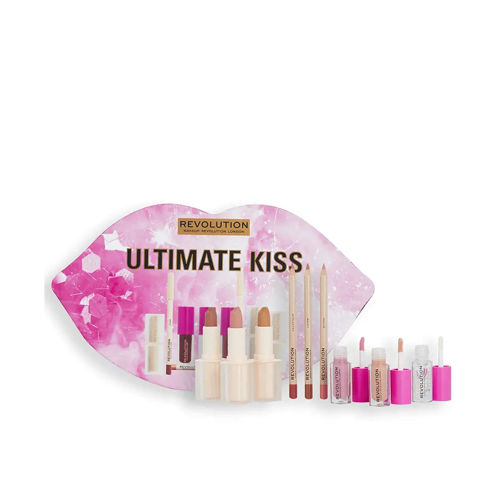 Revolution Ultimate Kiss makeup set lipsticks, lipliners, pout bombs, 9 pcs