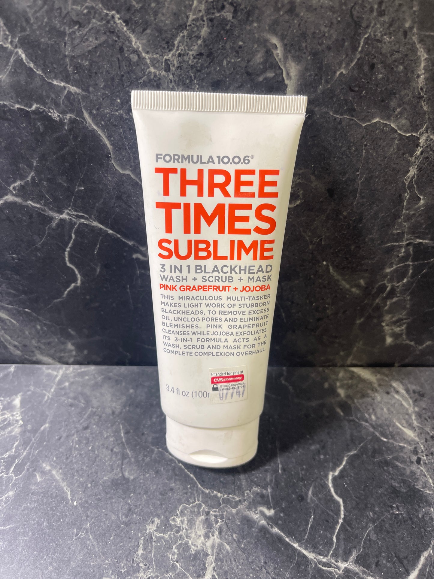 Formula 10.0.6 Three Times Sublime 3 in 1 Blackhead Wash 3.4 oz