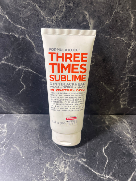 Formula 10.0.6 Three Times Sublime 3 in 1 Blackhead Wash 3.4 oz