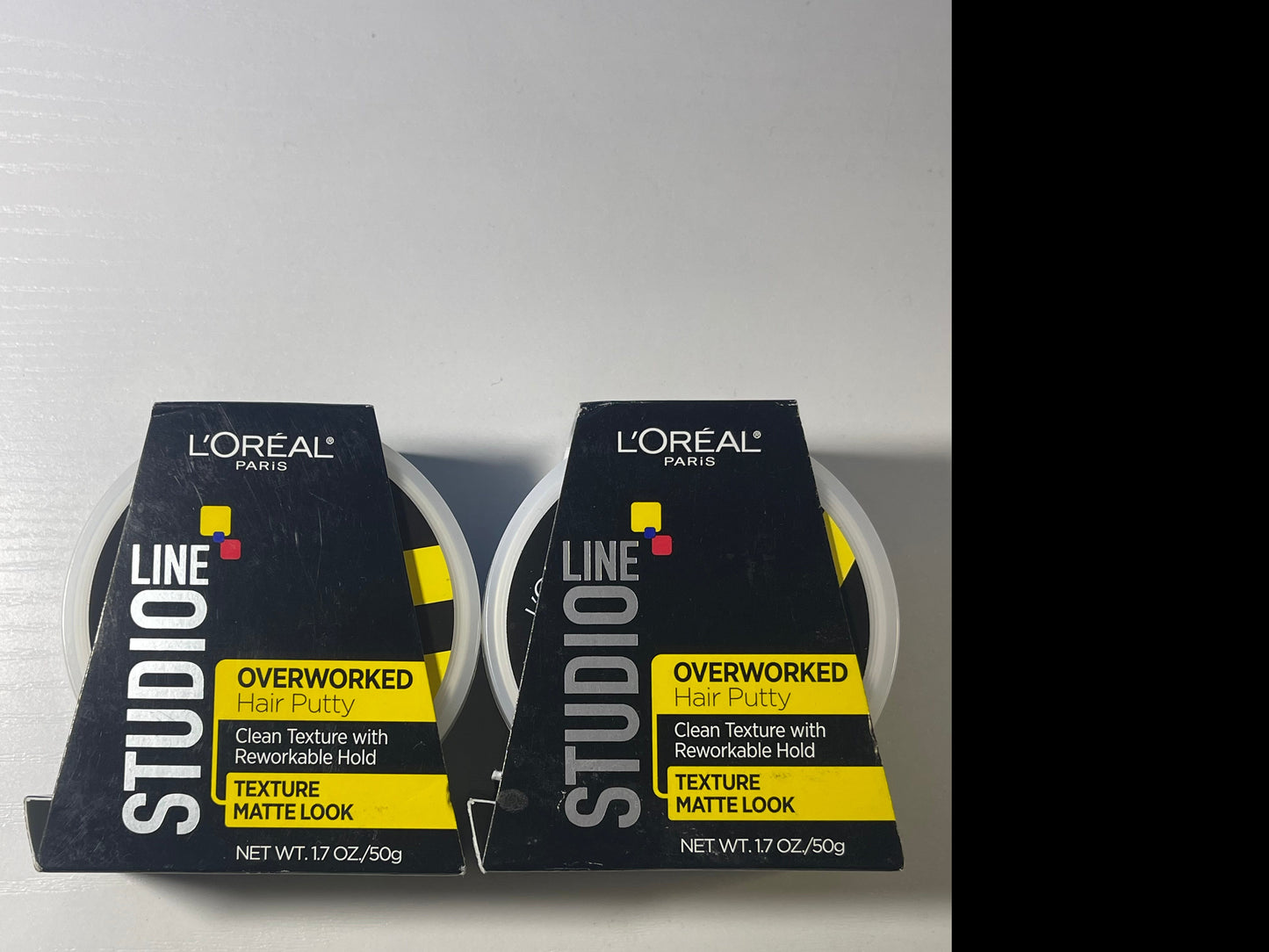 L'Oreal Studio Line Overworked Hair Putty Clean Texture Matte Look 1.7oz, 2 Pack