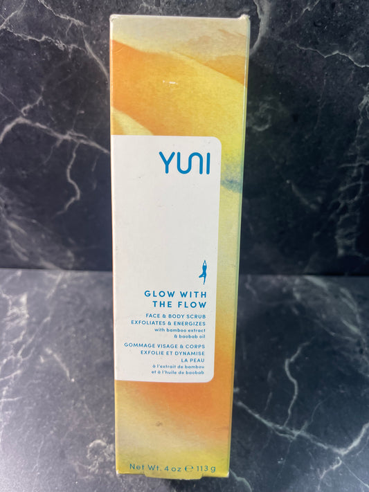 Yuni Glow with the Flow Refining Face & Body Scrub exfoliate 4 oz NEW