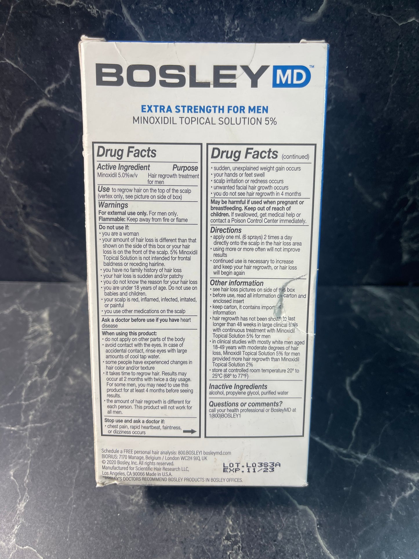 Bosley MD Hair Regrowth Treatment Extra Strength Exp 11/23
