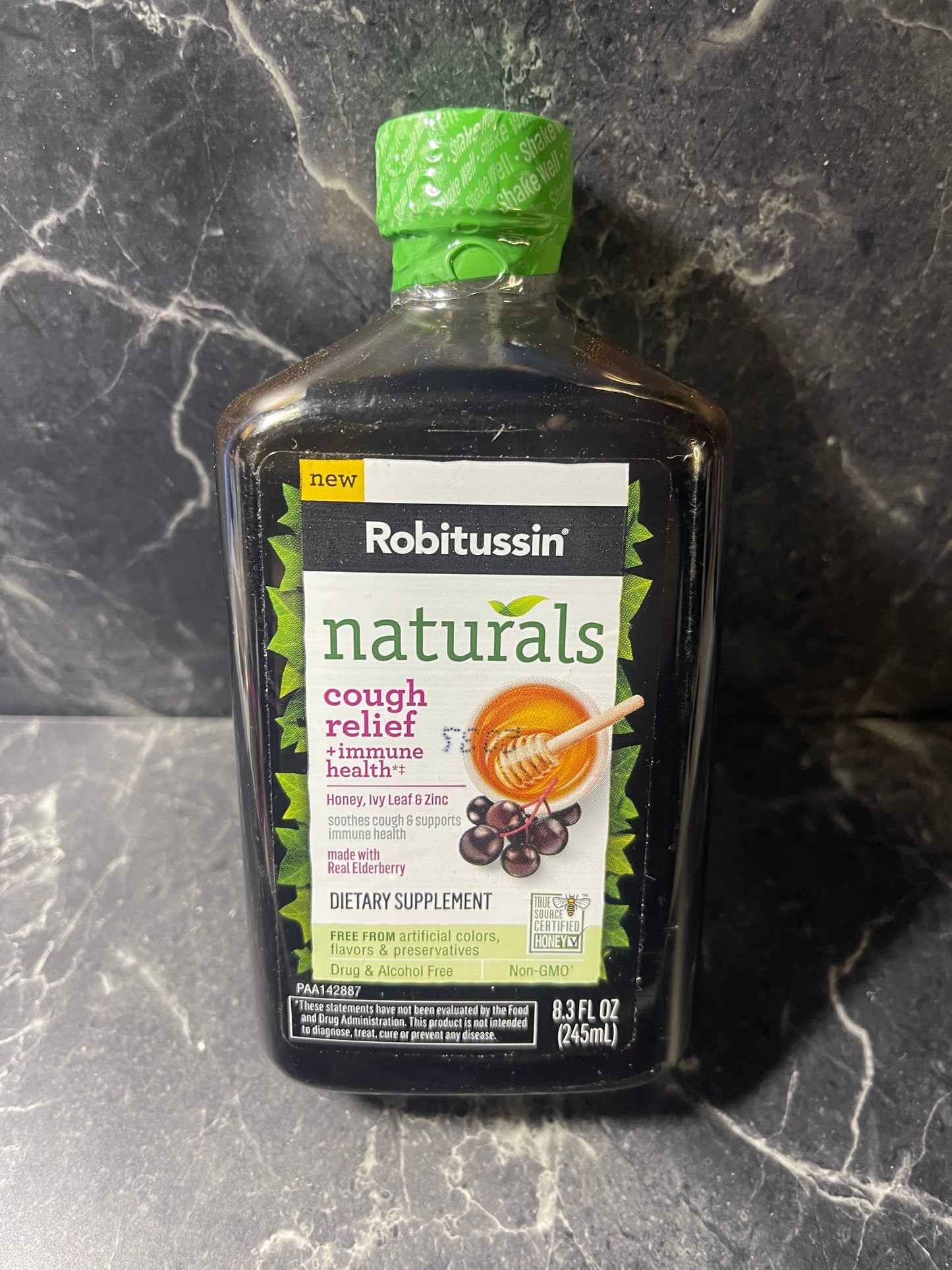 Robitussin Naturals Cough Relief & Immune Health Syrup Elderberry 8.3oz exp 7/24