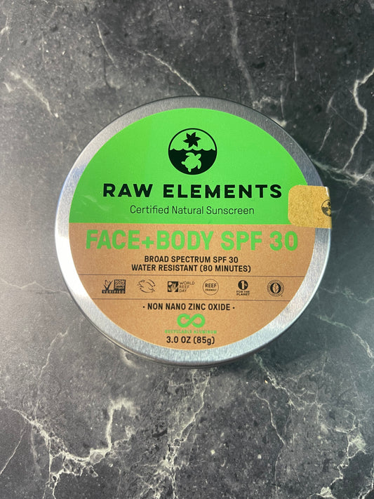 Raw Elements Natural Sunscreen Face + Body SPF 30, Exp 4/24