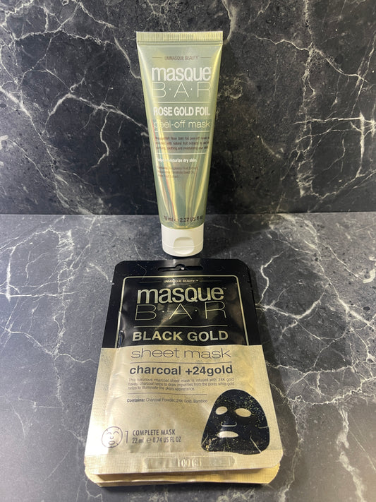 Masque Bar Rose Gold Foil Peel-off Mask & Black Gold sheet masks
