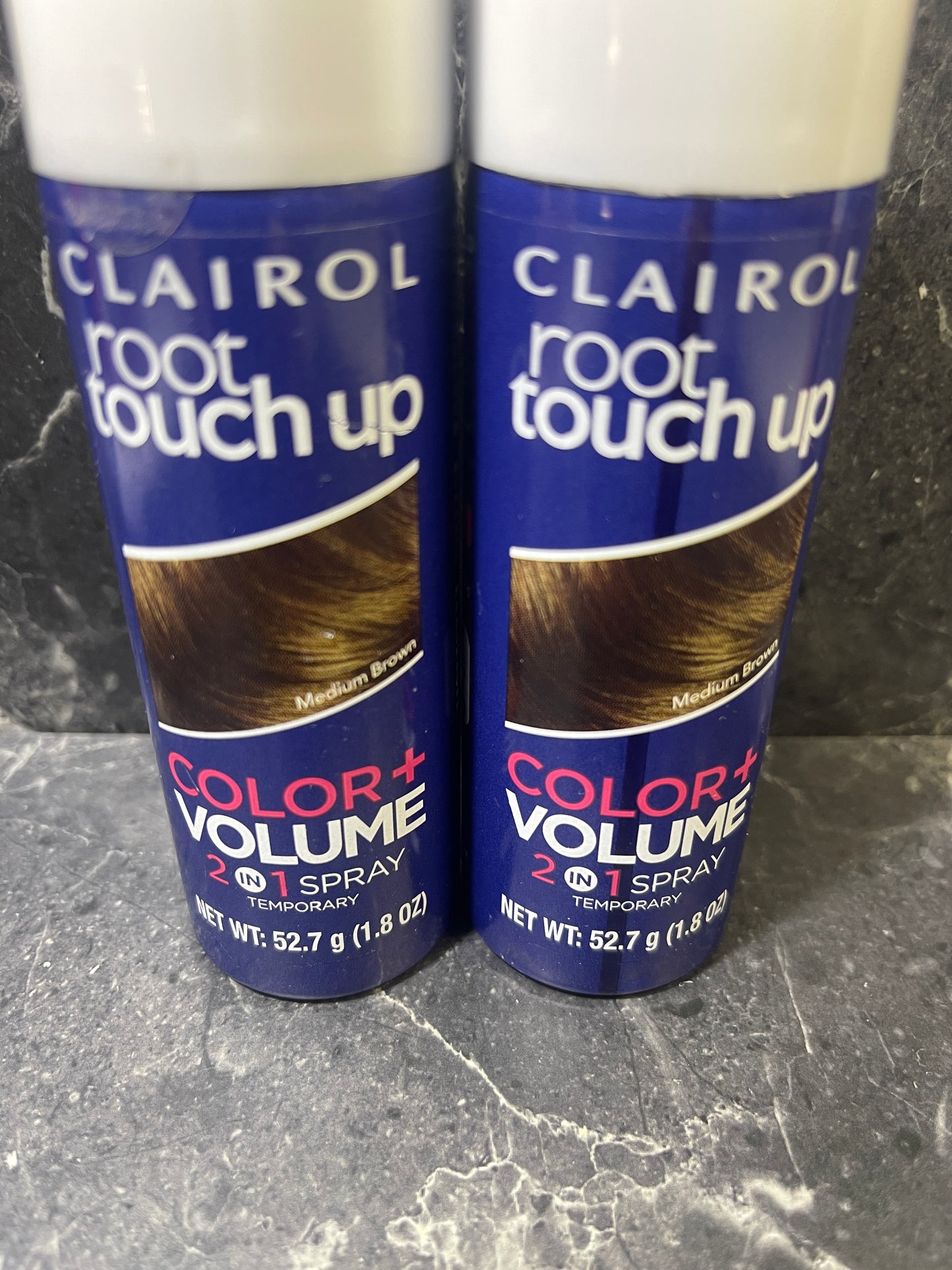 Clairol Root Touch Up Color + Volume 2 in 1 Spray, Medium Brown 1.8 oz, 2 Pack