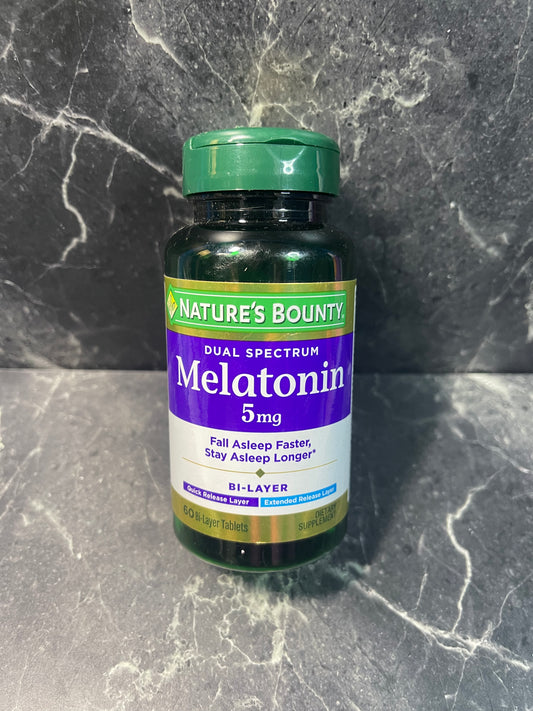 Nature's Bounty Bi-Layer Melatonin 5mg 60 Tablets, exp 8/24