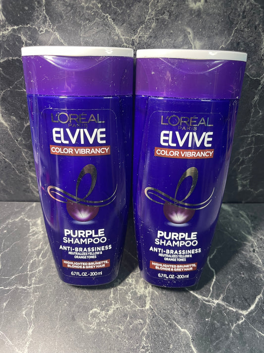 L'Oreal Paris Elvive Color Vibrancy Purple Shampoo Anti Brassiness 6.7oz, 2-Pack