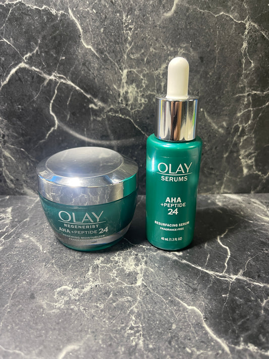 Olay Regenerist Moisturizer & Olay Serums Resurfacing AHA + Peptide