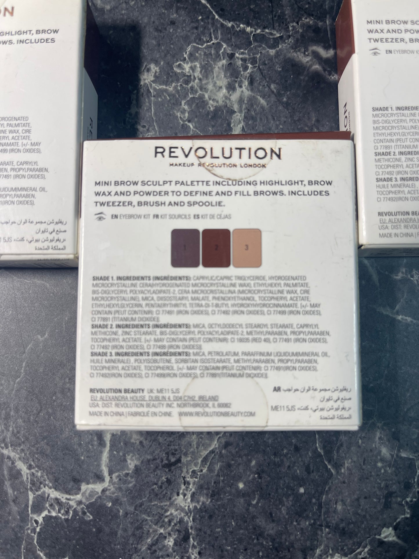 Revolution makeup Brow Sculpt Kit palette Medium Brown 3 pack